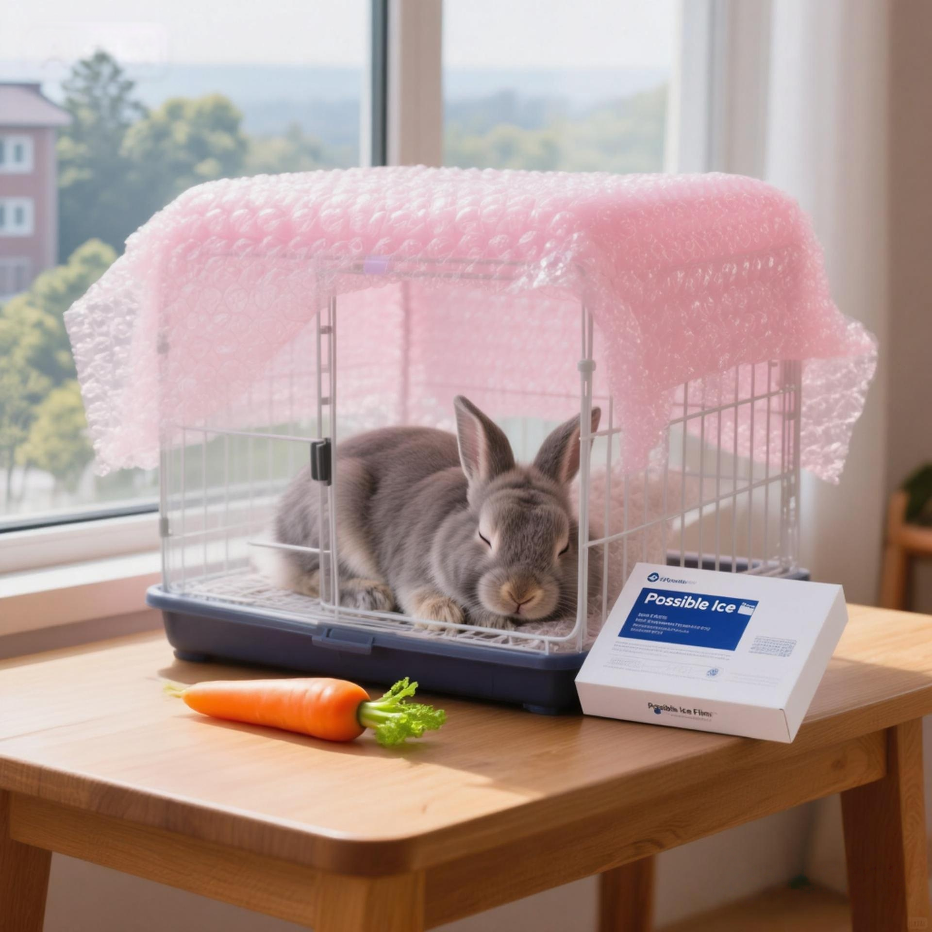 Lapin gardé au frais avec un film de glace
